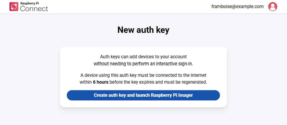 树莓派连接新认证密钥页面