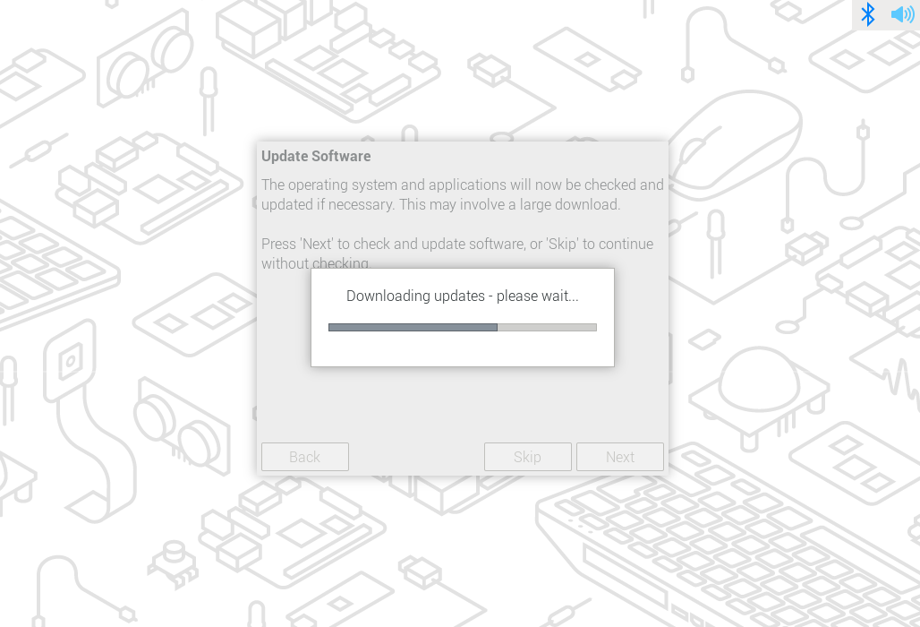 在首次启动之前，您可以在向导过程中下载最新的软件更新