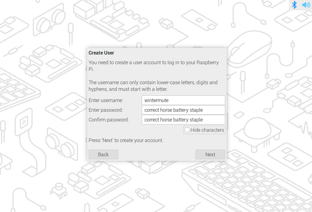 创建您的用户名和密码